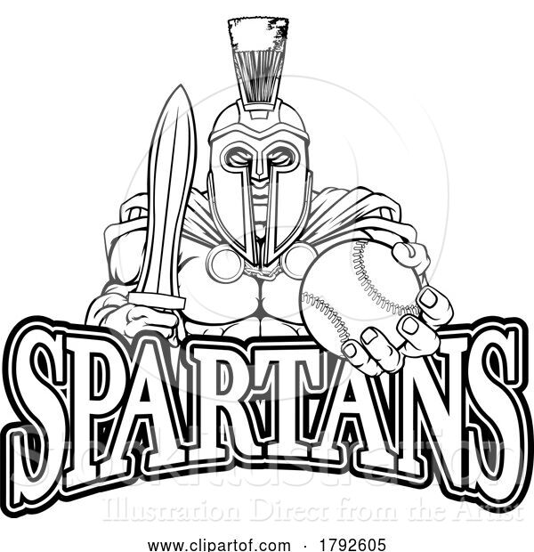 Vector Illustration of Cartoon Spartan Trojan Baseball Sports Mascot