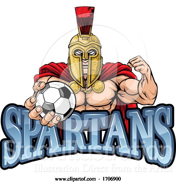 Vector Illustration of Cartoon Spartan Trojan Soccer Football Sports Mascot