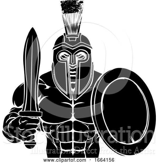 Vector Illustration of Cartoon Spartan Trojan Sports Mascot