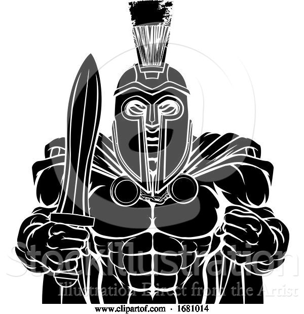 Vector Illustration of Cartoon Spartan Trojan Sports Mascot