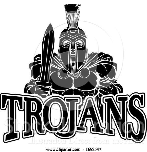 Vector Illustration of Cartoon Spartan Trojan Sports Mascot