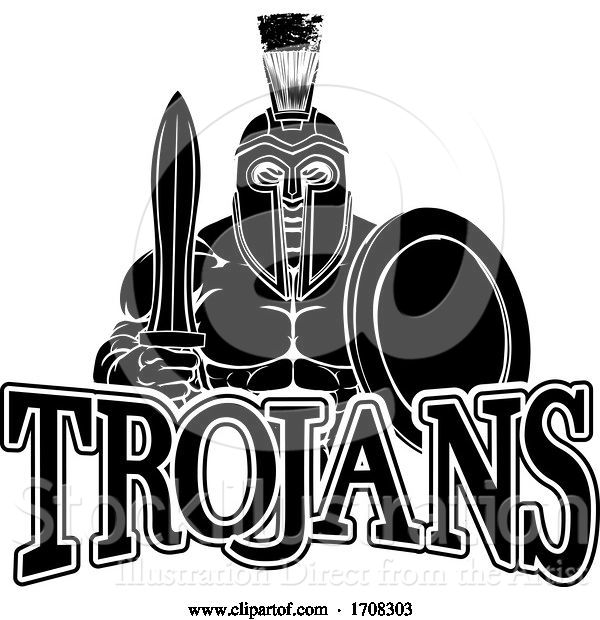 Vector Illustration of Cartoon Spartan Trojan Sports Mascot