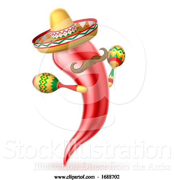 Vector Illustration of Cartoon Spicy Red Pepper Mexican Mascot