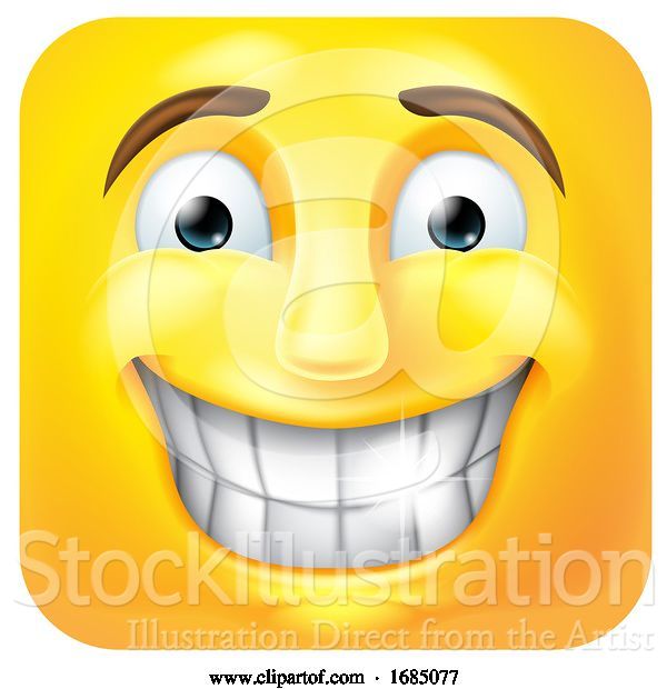 Vector Illustration of Cartoon Square Emoticon Grinning