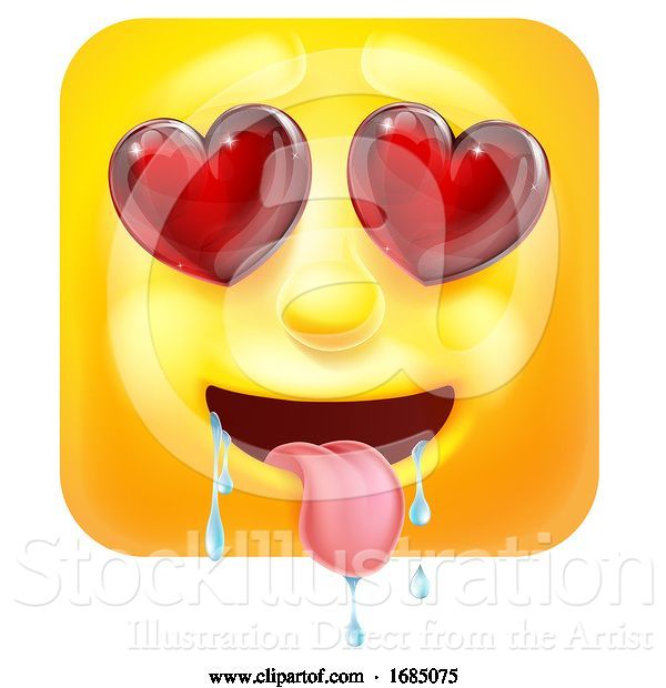 Vector Illustration of Cartoon Square Emoticon in Love