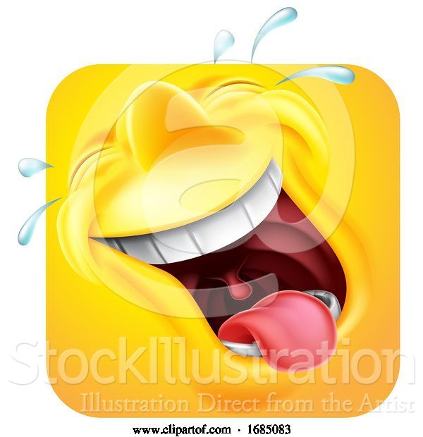 Vector Illustration of Cartoon Square Emoticon Laughing and Crying