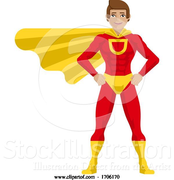 Vector Illustration of Cartoon Super Hero Guy Cartoon
