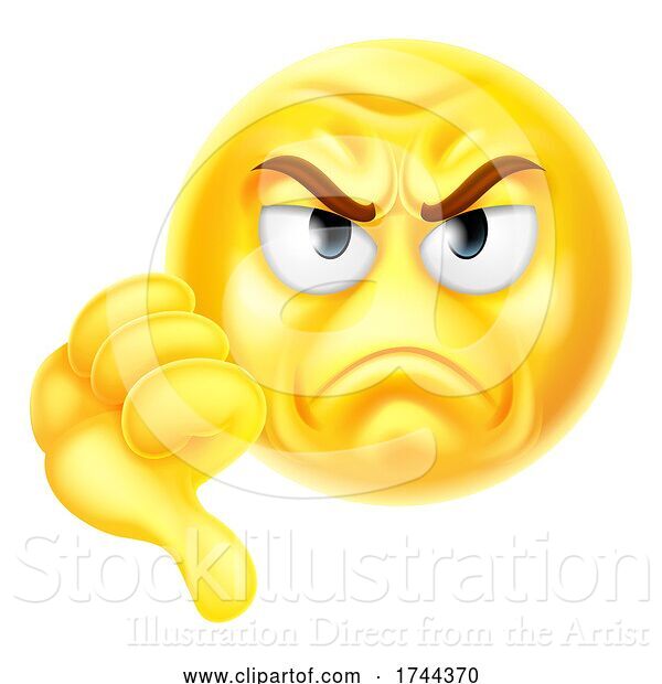 Vector Illustration of Cartoon Thumbs down Dislike Emoticon Emoji Icon