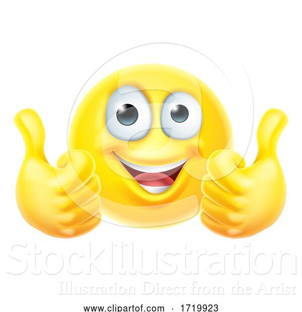 Vector Illustration of Cartoon Thumbs up Emoticon Emoji Face Icon