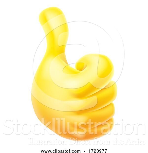 Vector Illustration of Cartoon Thumbs up Emoticon Emoji Yellow Hand Icon
