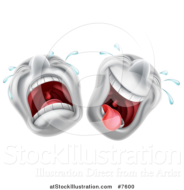 Vector Illustration of Cartoon Trajedy and Comedy Theater Emoji Emoticons