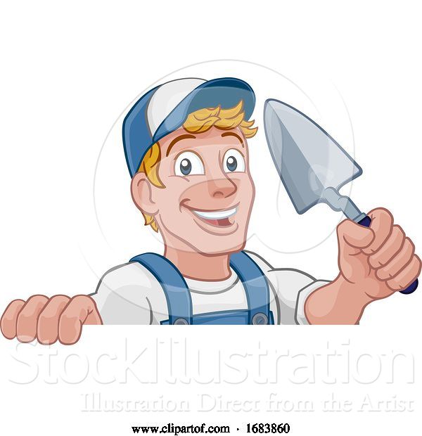 Vector Illustration of Cartoon Trowel Construction Site Builder Handyman