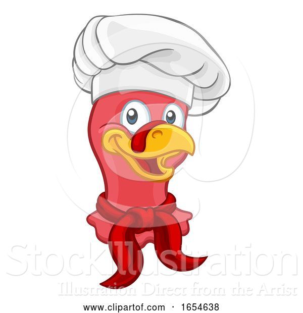 Vector Illustration of Cartoon Turkey Chef Thanksgiving or Christmas Cartoon