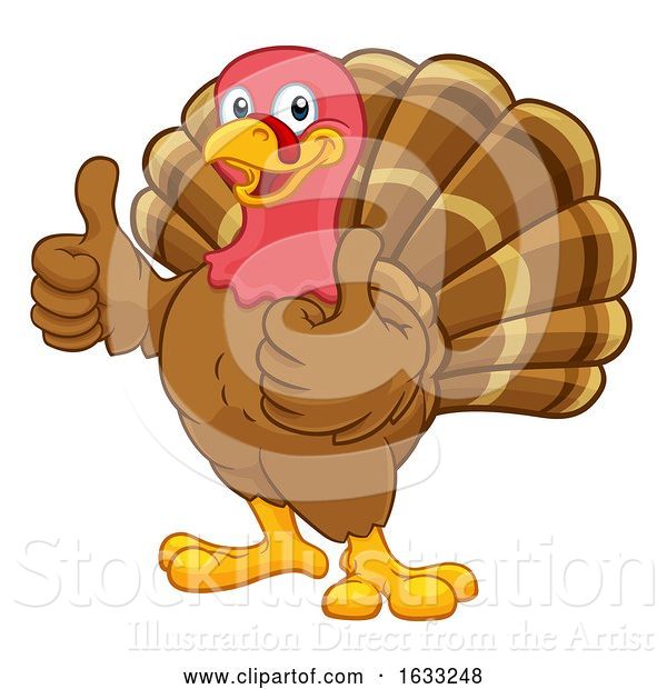 Vector Illustration of Cartoon Turkey Thanksgiving or Christmas Character