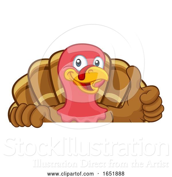 Vector Illustration of Cartoon Turkey Thanksgiving or Christmas Character