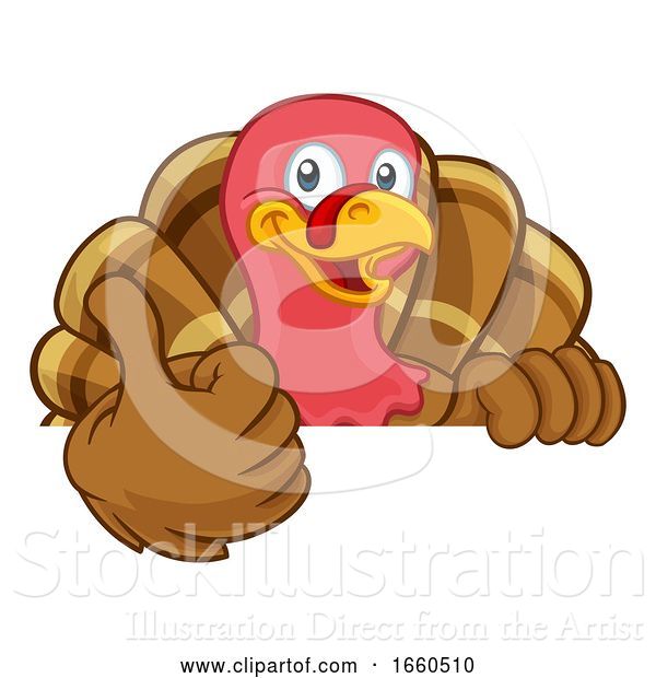 Vector Illustration of Cartoon Turkey Thanksgiving or Christmas Character