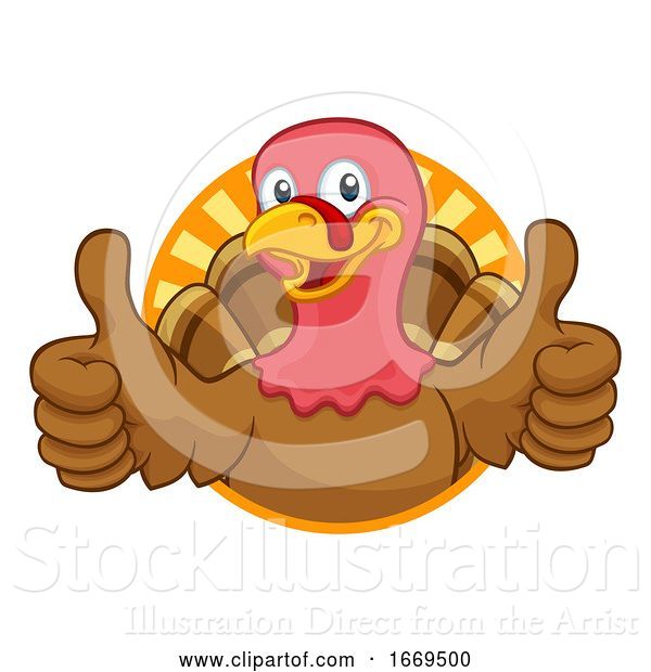 Vector Illustration of Cartoon Turkey Thanksgiving or Christmas Character