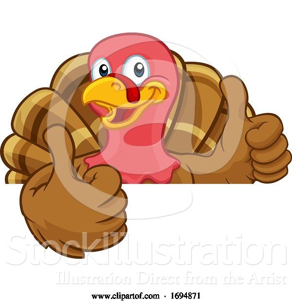 Vector Illustration of Cartoon Turkey Thanksgiving or Christmas Character