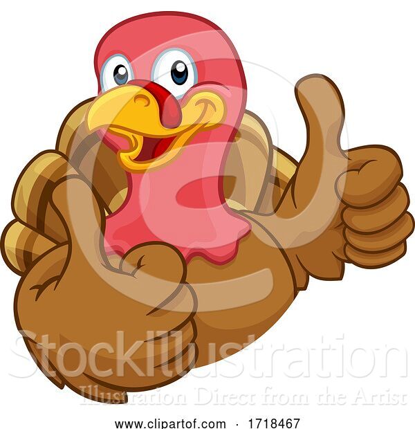 Vector Illustration of Cartoon Turkey Thanksgiving or Christmas Character