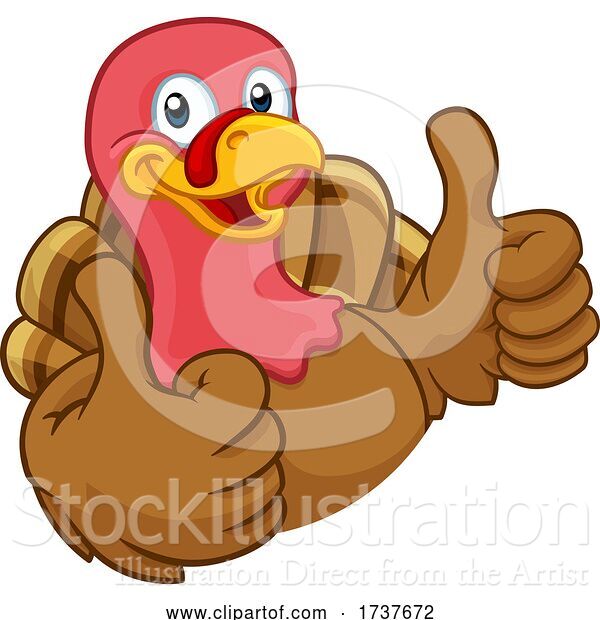 Vector Illustration of Cartoon Turkey Thanksgiving or Christmas Character