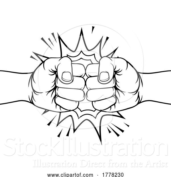 Vector Illustration of Cartoon Two Fists Clenched Fist Bump Punch