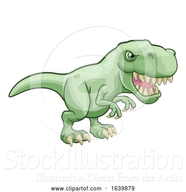 Vector Illustration of Cartoon Tyrannosaurus T Rex Dinosaur Character