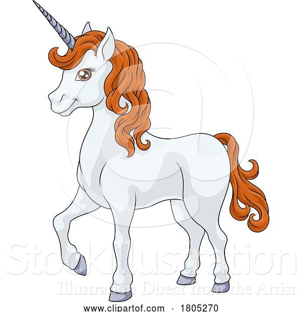 Vector Illustration of Cartoon Unicorn Horn Horse Animal Mascot from Myth