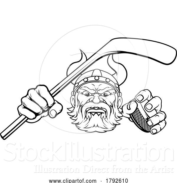 Vector Illustration of Cartoon Viking Ice Hockey Sports Mascot Cartoon
