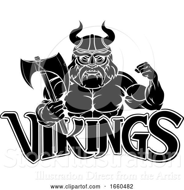 Vector Illustration of Cartoon Viking Sports Mascot