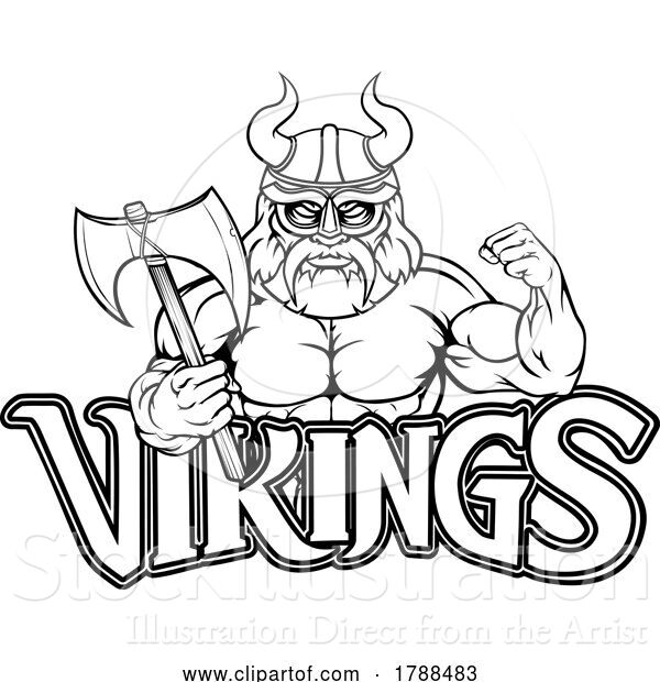 Vector Illustration of Cartoon Viking Sports Mascot