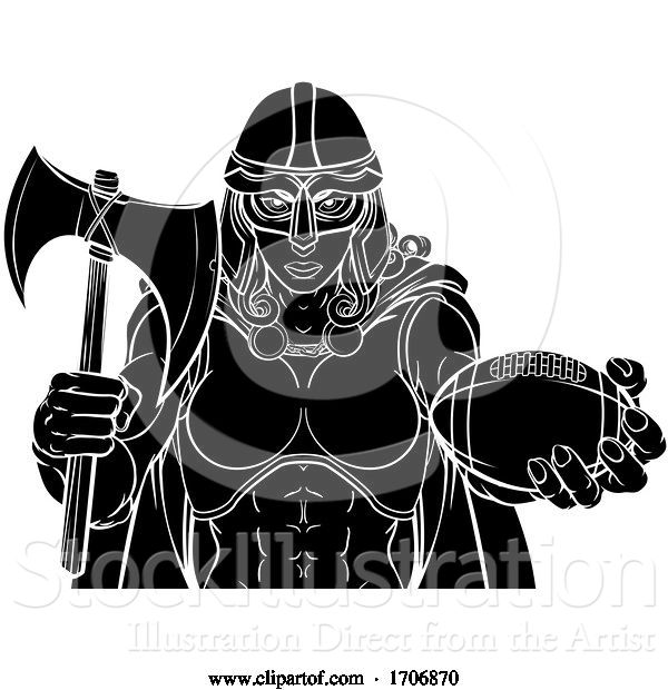 Vector Illustration of Cartoon Viking Trojan Celtic Knight Football Warrior Lady