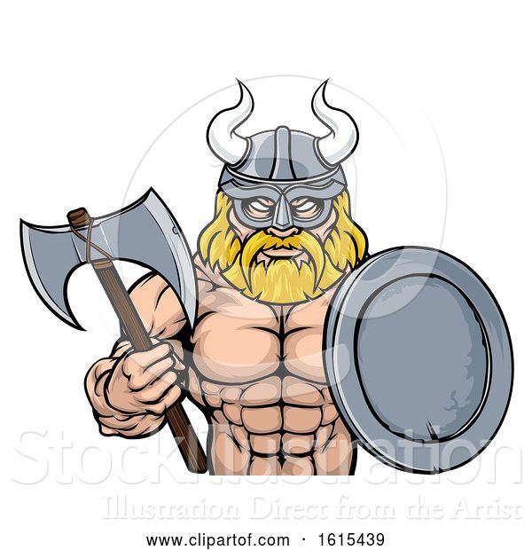 Vector Illustration of Cartoon Viking Warrior Mascot