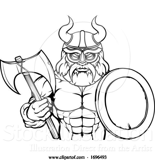 Vector Illustration of Cartoon Viking Warrior Mascot