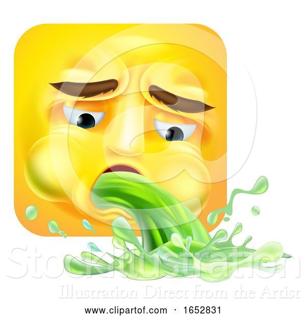 Vector Illustration of Cartoon Vomiting Puking Emoji Emoticon Icon Cartoon