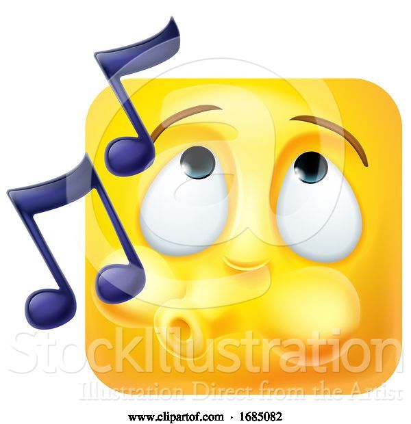 Vector Illustration of Cartoon Whistling Square Emoticon