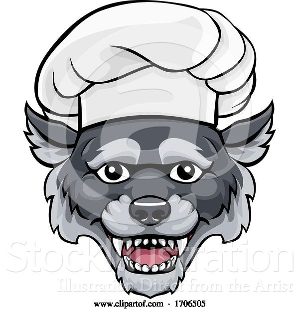 Vector Illustration of Cartoon Wolf Chef Mascot Character