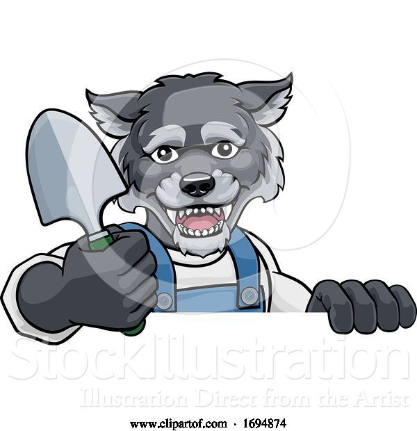 Vector Illustration of Cartoon Wolf Gardener Gardening Animal Mascot