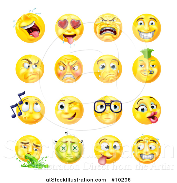 Vector Illustration of Cartoon Yellow Emoji Smiley Face Emoticons