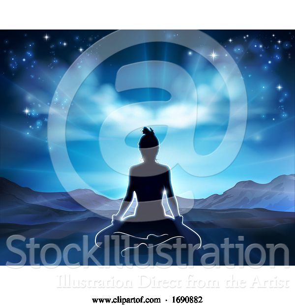 Vector Illustration of Cartoon Yoga Pilates Pose Silhouette Lady Background