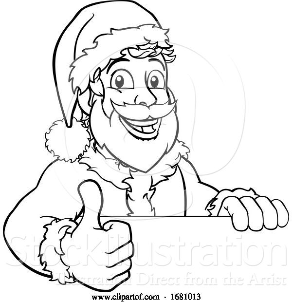 Vector Illustration of Cartoon Young Santa Sign Thumbs up Christmas Cartoon