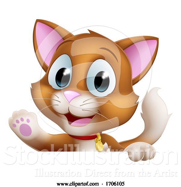 Vector Illustration of Cat Pet Kitten Cute Animal Character Sign