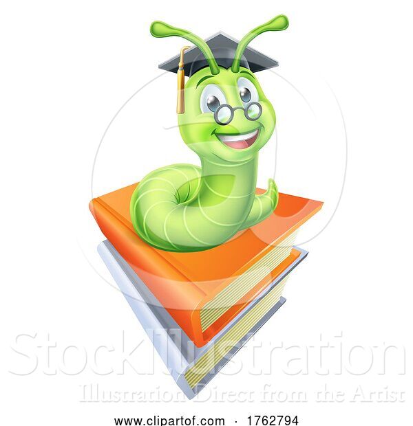 Vector Illustration of Caterpillar Book Worm