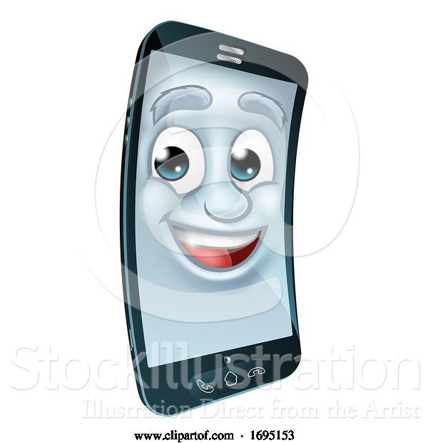 Vector Illustration of Cell Mobile Phone Mascot Character