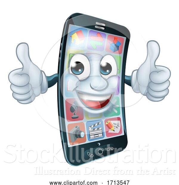 Vector Illustration of Cell Mobile Phone Mascot Character