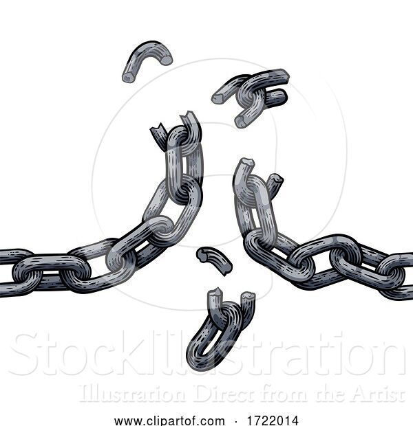 Vector Illustration of Chain Links Breaking Freedom Design