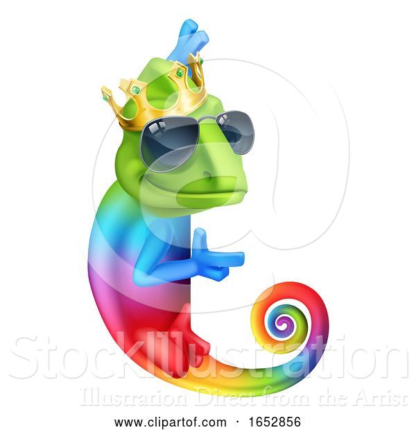 Vector Illustration of Chameleon Cool King Lizard Character