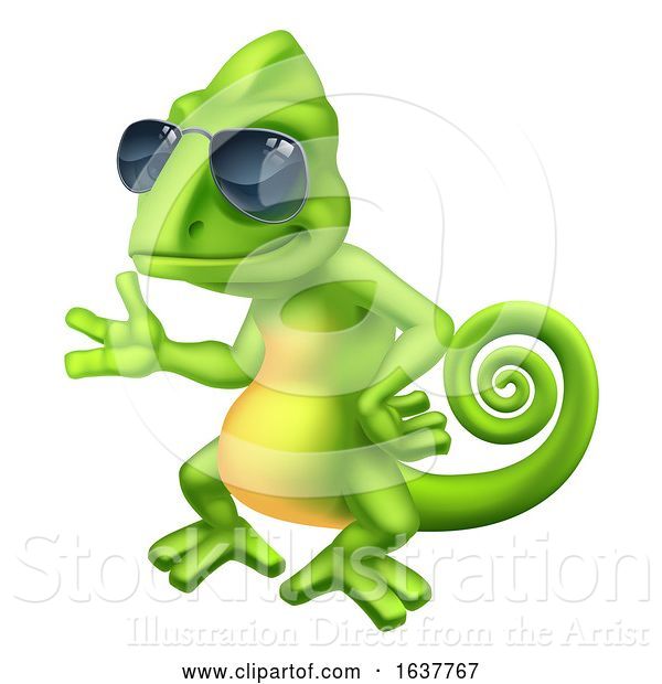 Vector Illustration of Chameleon Cool Shades Lizard Character