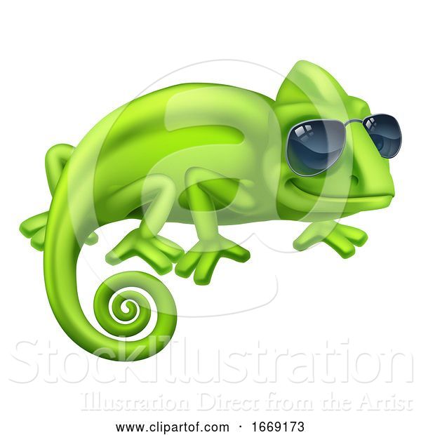 Vector Illustration of Chameleon Cool Shades Lizard Character