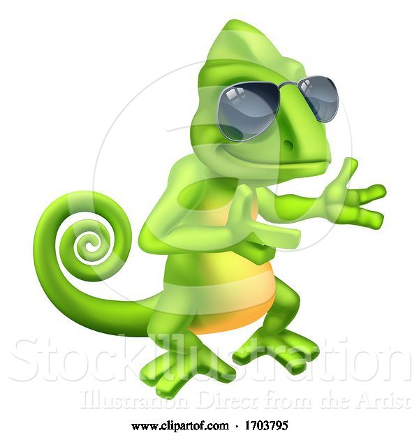 Vector Illustration of Chameleon Cool Shades Lizard Character