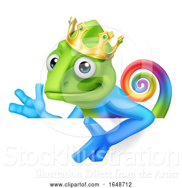 Vector Illustration of Chameleon King Crown Lizard Character